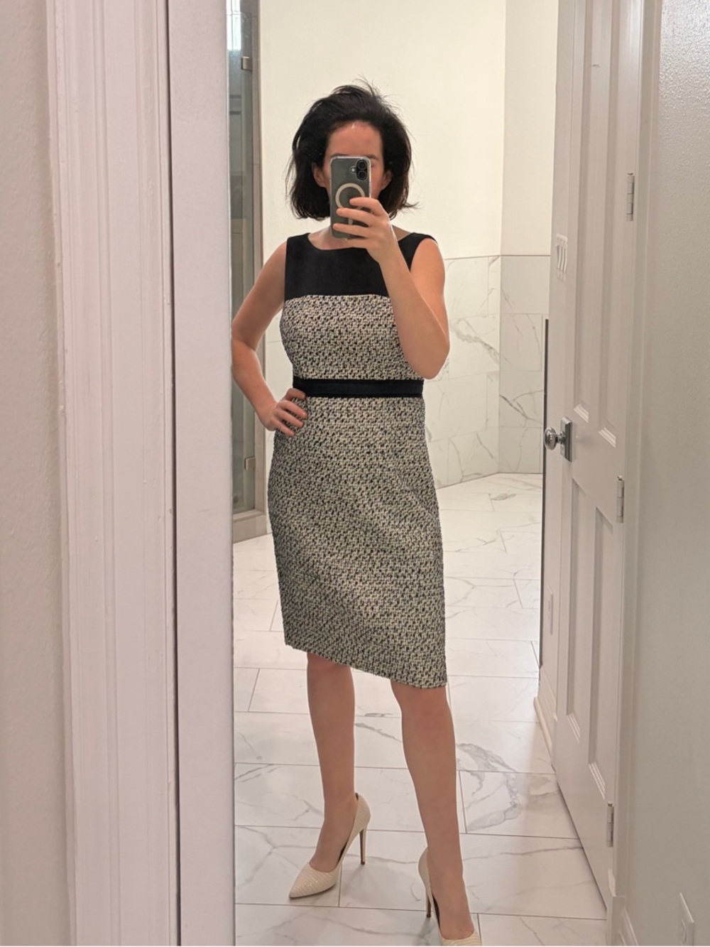 TORY BURCH - Like New - SMALL Navy & Tweed Sheath Dress. Retails $500+